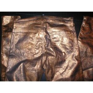 New J Brand Jeans Super Skinny Womens Leather Coated Bronze Metallic 27 28 X 30